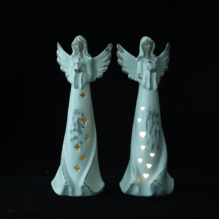 2/A Porcelain Angel in Antique Finish with LED