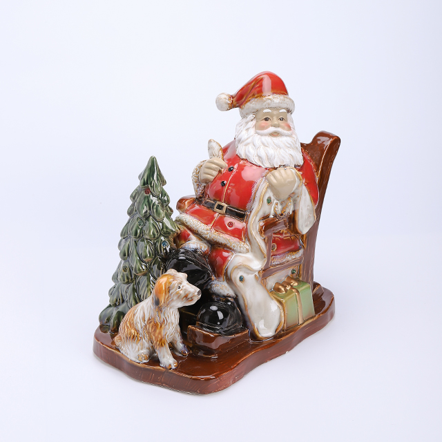 Porcelain Santa on Sleigh with Led Light
