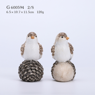 2/A Polyresin Birds on Pine Cone