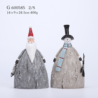 2/A Polyresin Santa/snowman Deco