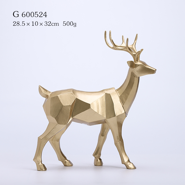  Polyresin Christmas Deer in Gold