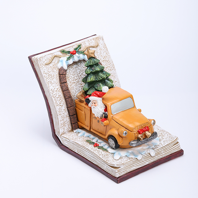 Poly Santa Drive Car with Xmas Tree Ornament with LED in The Book 